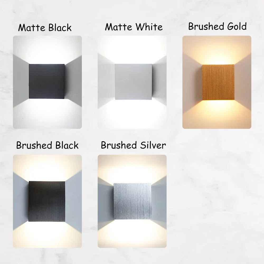 LED Up Down Wall Lamps: Gold & Silver Aluminium Wall Light for Bedroom, Living Room, Corridor