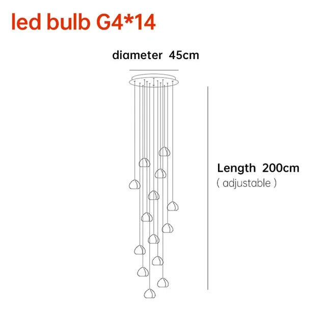 Crystal Ball Chandelier: Long Adjustable Staircase Pendant Light perfect for Home & Restaurant