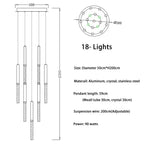 Crystal Led Chandelier for Modern Loft Living Room Staircase, Gold Art Deco Hanging Lamp