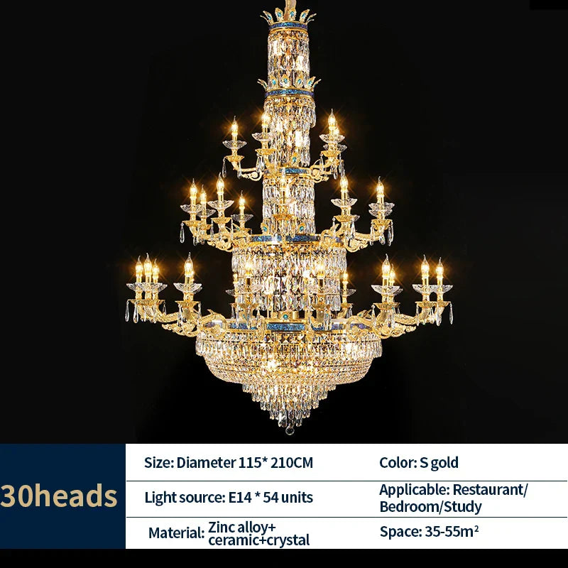 Luxury Villa Crystal Chandelier for Living Room, Dining Room, Bedroom