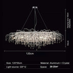 Crystal Water Drop Branch Chandelier: Luxury LED Lighting for Hall, Living Room, or Bar