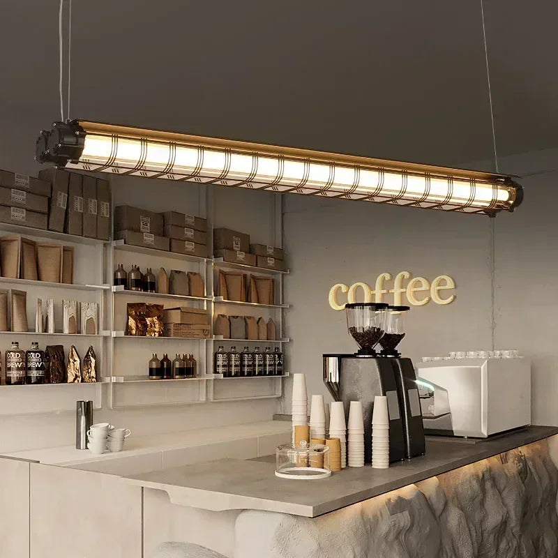 Long Bar Restaurant Pendant Light: Industrial Style for Coffee Shop and Office
