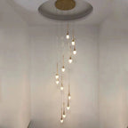 Crystal LED Staircase Chandelier - Gold Pendant Lamp for Living Room & Lobby