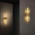 Art Deco Gold LED Wall Sconce with Marble Accent - Modern Bedroom & Living Room Lighting