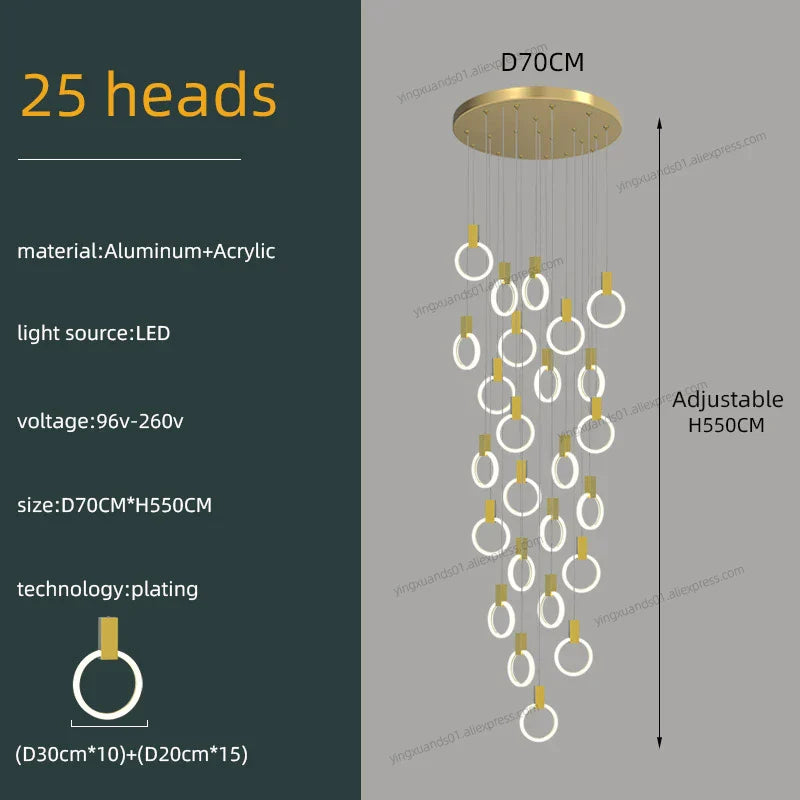 Modern Luxury Gold\Black Acrylic Loft Chandelier