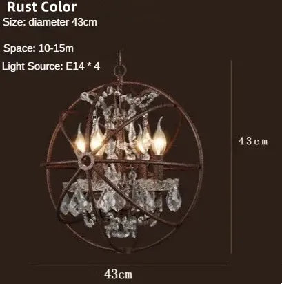 Iron Birdcage Crystal Chandelier: Spherical Pendant Light for Home Decor