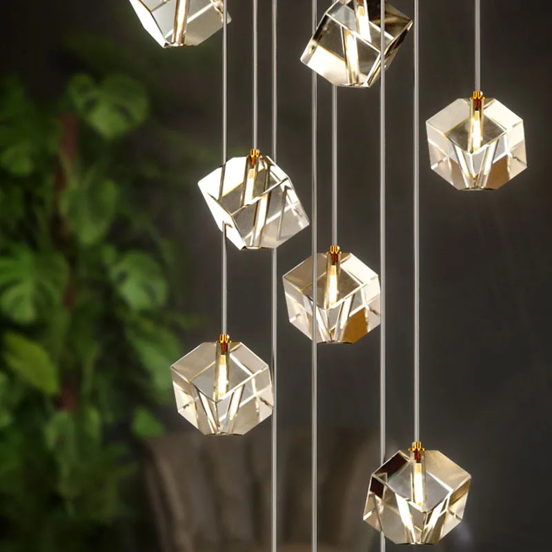 Crystal LED Chandelier for Staircase: Luxury Indoor Stair Lighting Fixture