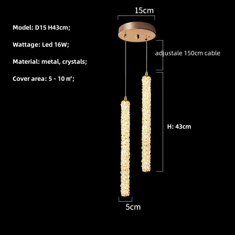 Crystals Pendant Lights: Modern Dimmable Chandelier for Luxury Living Room, Dining, Bedroom