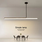 Modern Black Long Tube LED Chandelier for Dining Room, Dimmable Pendant Light