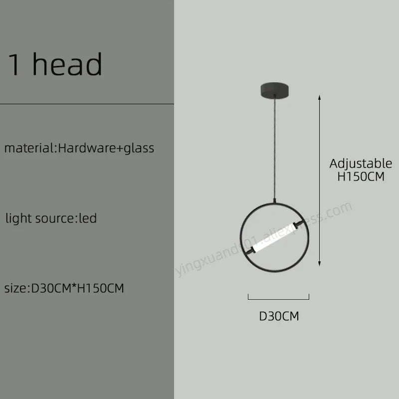 Modern LED Chandelier Ring Light Lamp Suspension Staircase Lighting