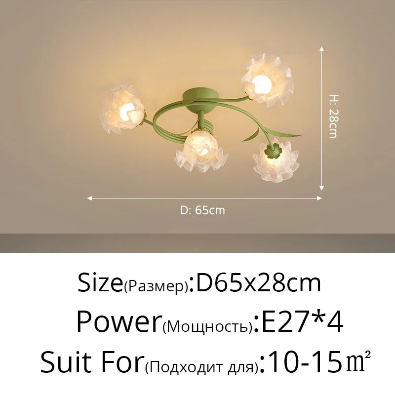 Lily Of The Valley Glass Chandelier Light: Modern Cream Wind Lamp for Living Room & Bedroom