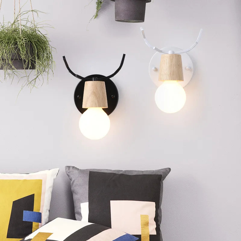 Antlers Vintage Wall Sconce Lights Wood Wall Lamps Fixture Indoor Lighting