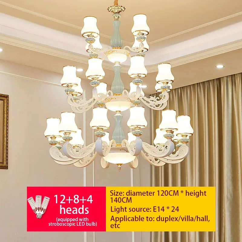 Deluxe Duplex Living Room Chandelier - Elegant Villa & Hotel Pendant Lighting