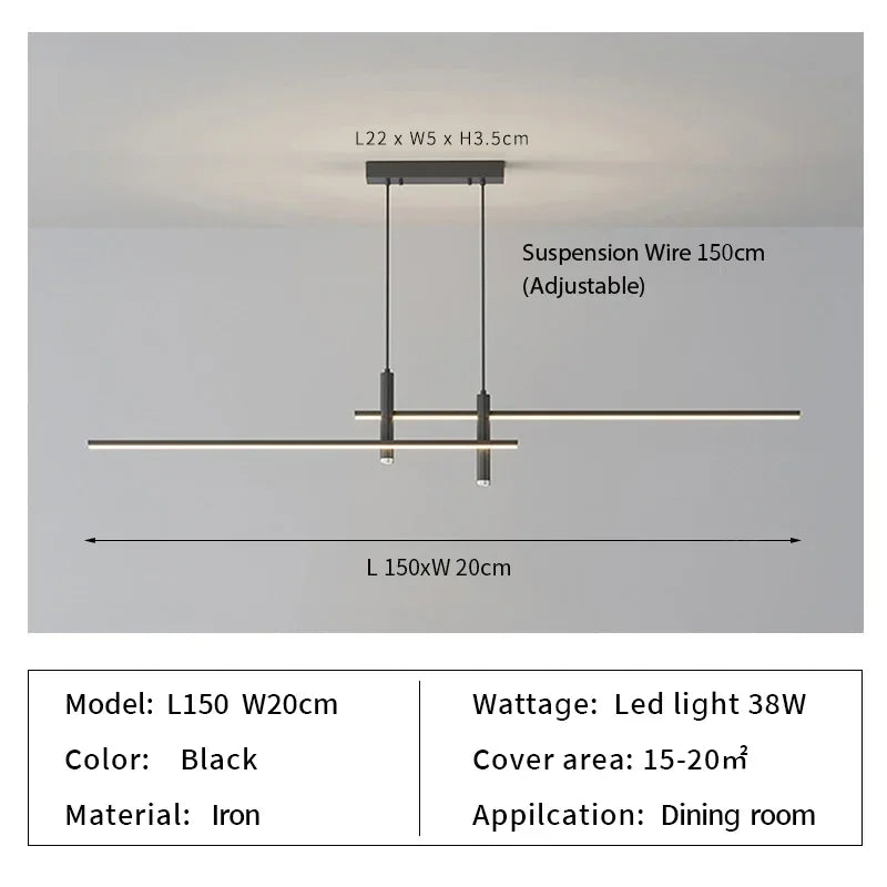 Simple Lines LED Chandelier for Dining Room and Bar Counter