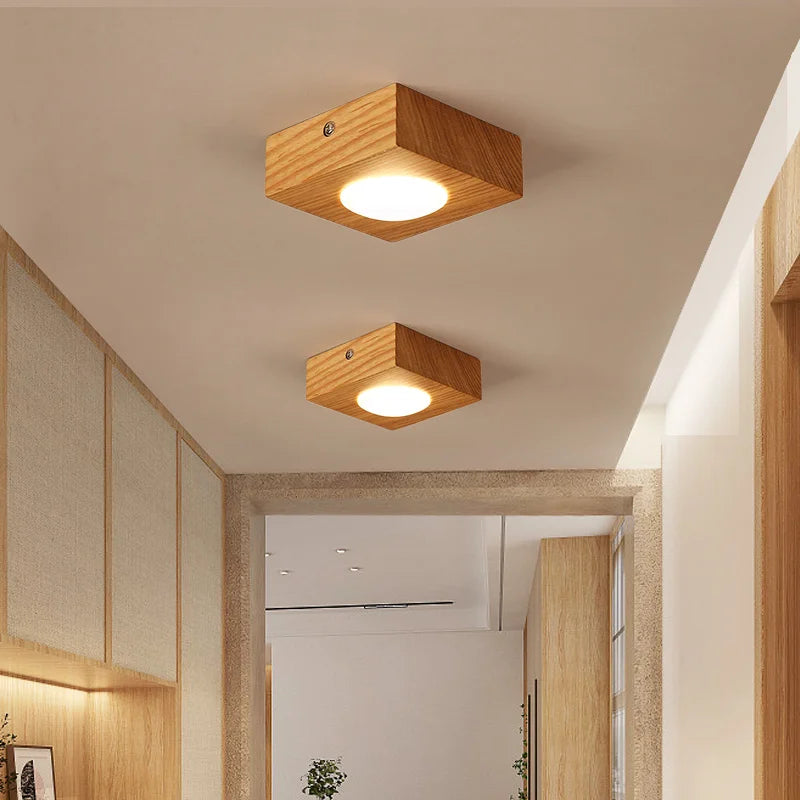 Nordic Wooden Ceiling Lamps - Acrylic LED Lighting for Home Decor