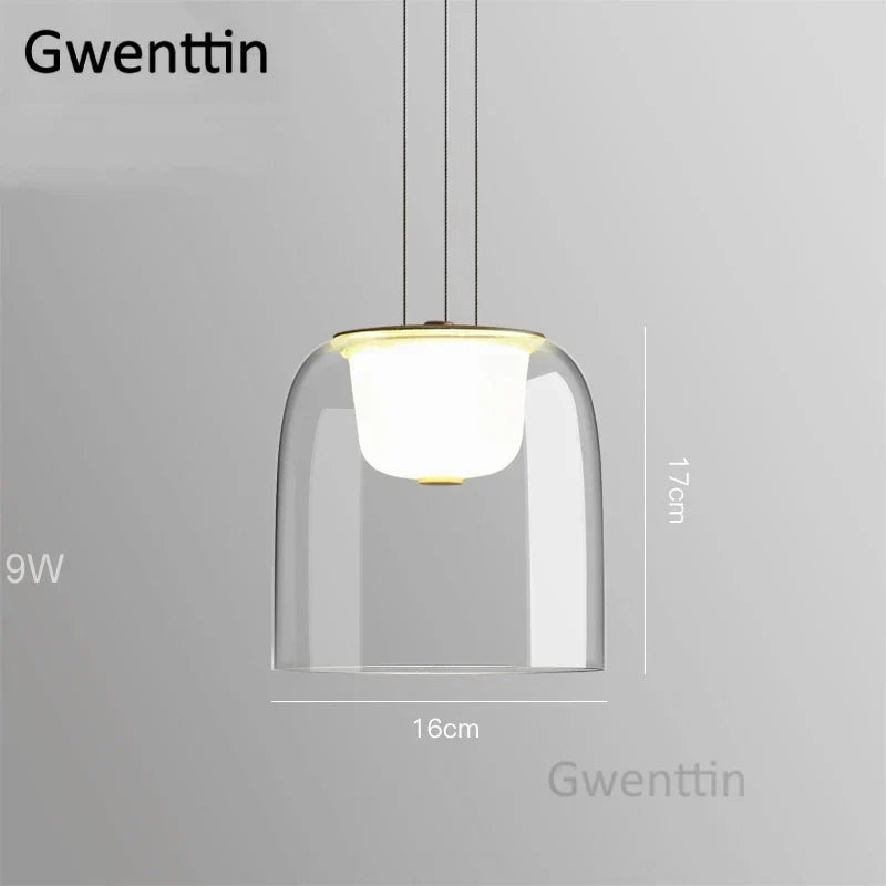Glass Nordic Pendant Light: Modern LED Hanging Lamp for Home Decor