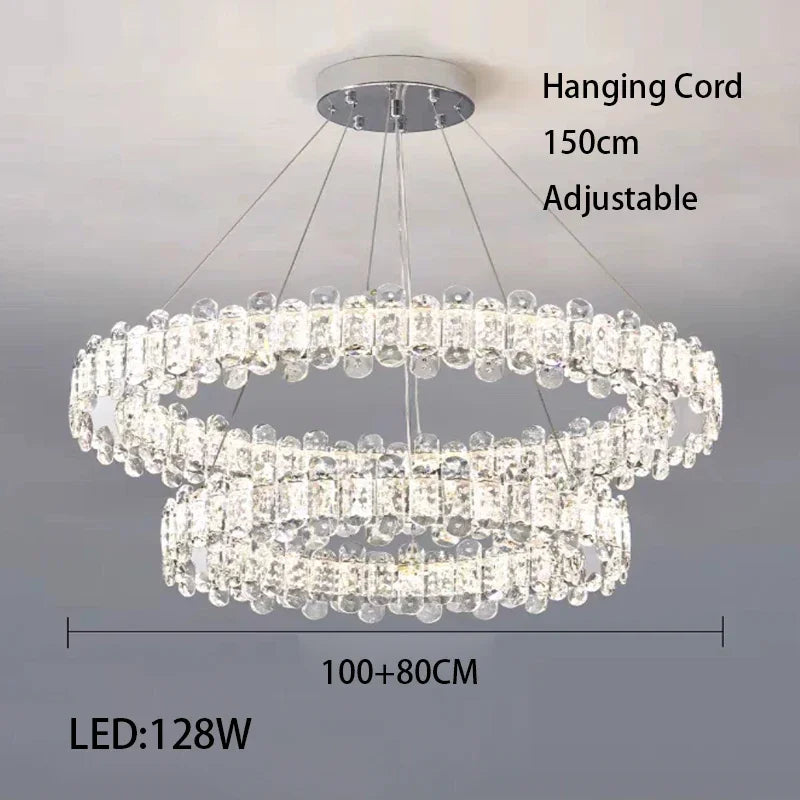 Crystal LED Ceiling Chandelier: Modern Dimmable Lighting Fixture for Stylish Home Decor