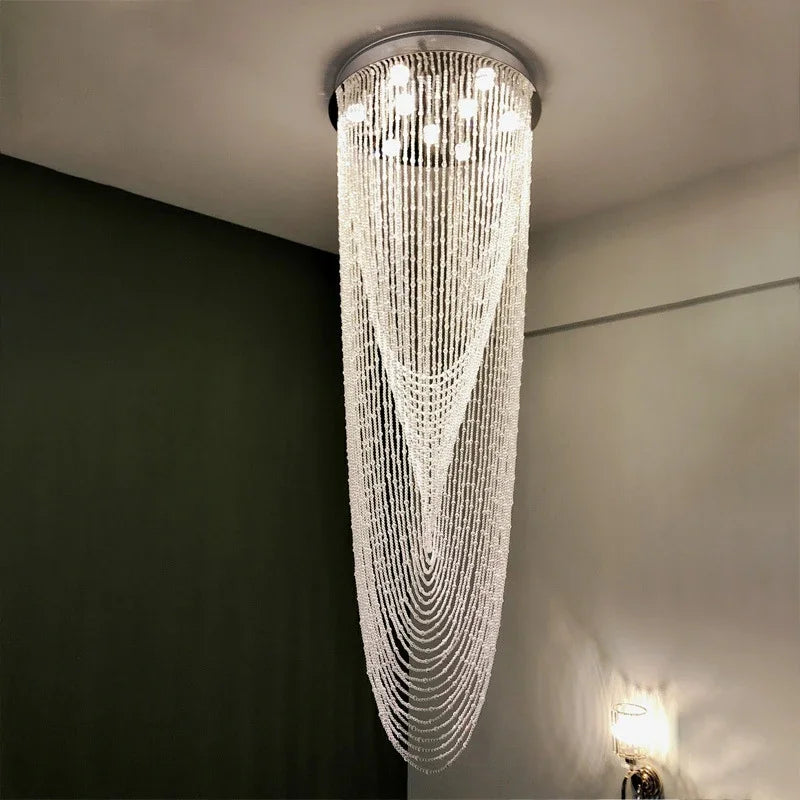 Crystal Tassel Stair Chandelier for Luxurious Indoor Lighting