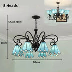 Tiffany Chandeliers: Stained Glass Mediterranean Style Hanging Lamp for Home Lighting