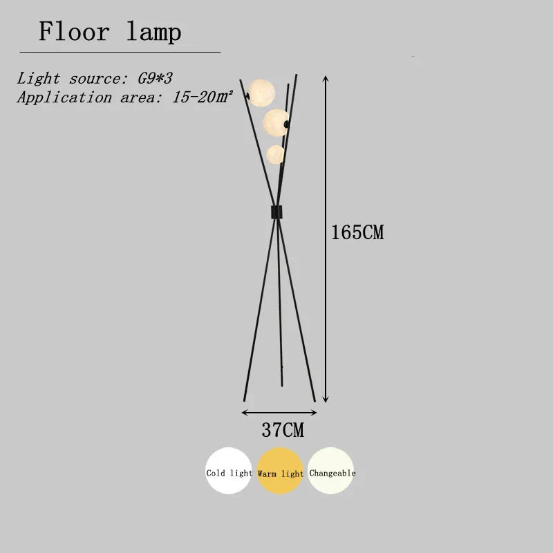 Moon Floor Lamp LED Living Room Study Bedroom Tripod Wall Light