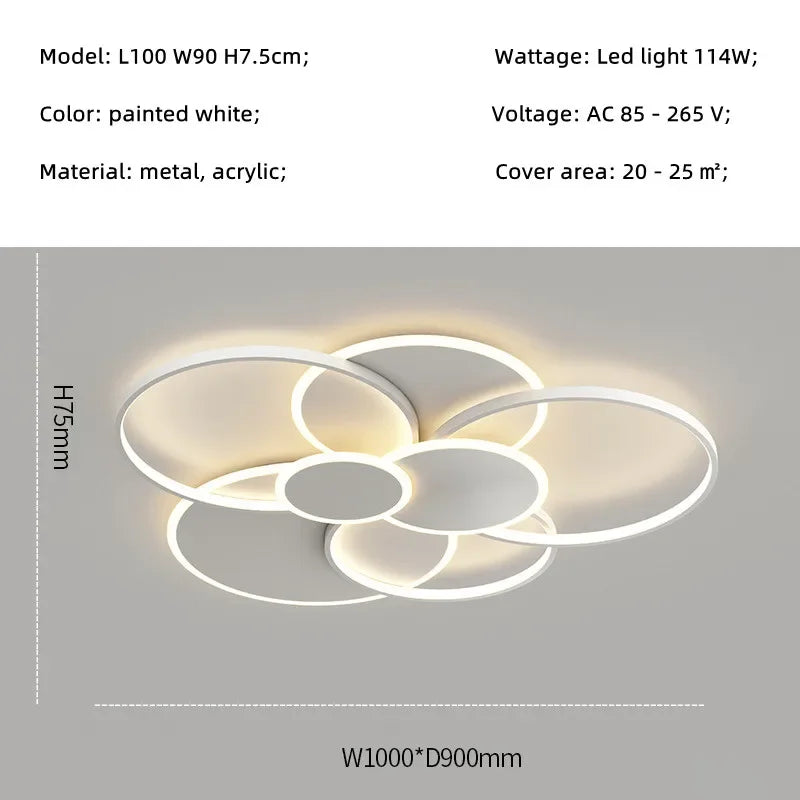 Modern Circles LED Dimmable Chandelier: Minimalist Nordic Living Room & Bedroom Lighting