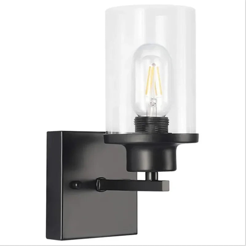 Vintage Industrial Wall Sconce Light with Clear Glass Shade for Living Room & Kitchen