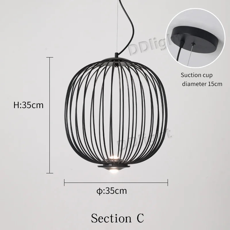 Spokes Pendant Lamp: Modern Birdcage Light for Dining Bar Kitchen Island