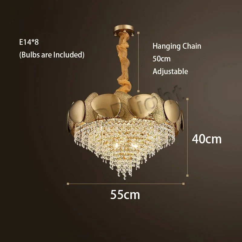 Crystal Tassles LED Pendant Chandelier | Modern Luxury Living Room Ceiling Light