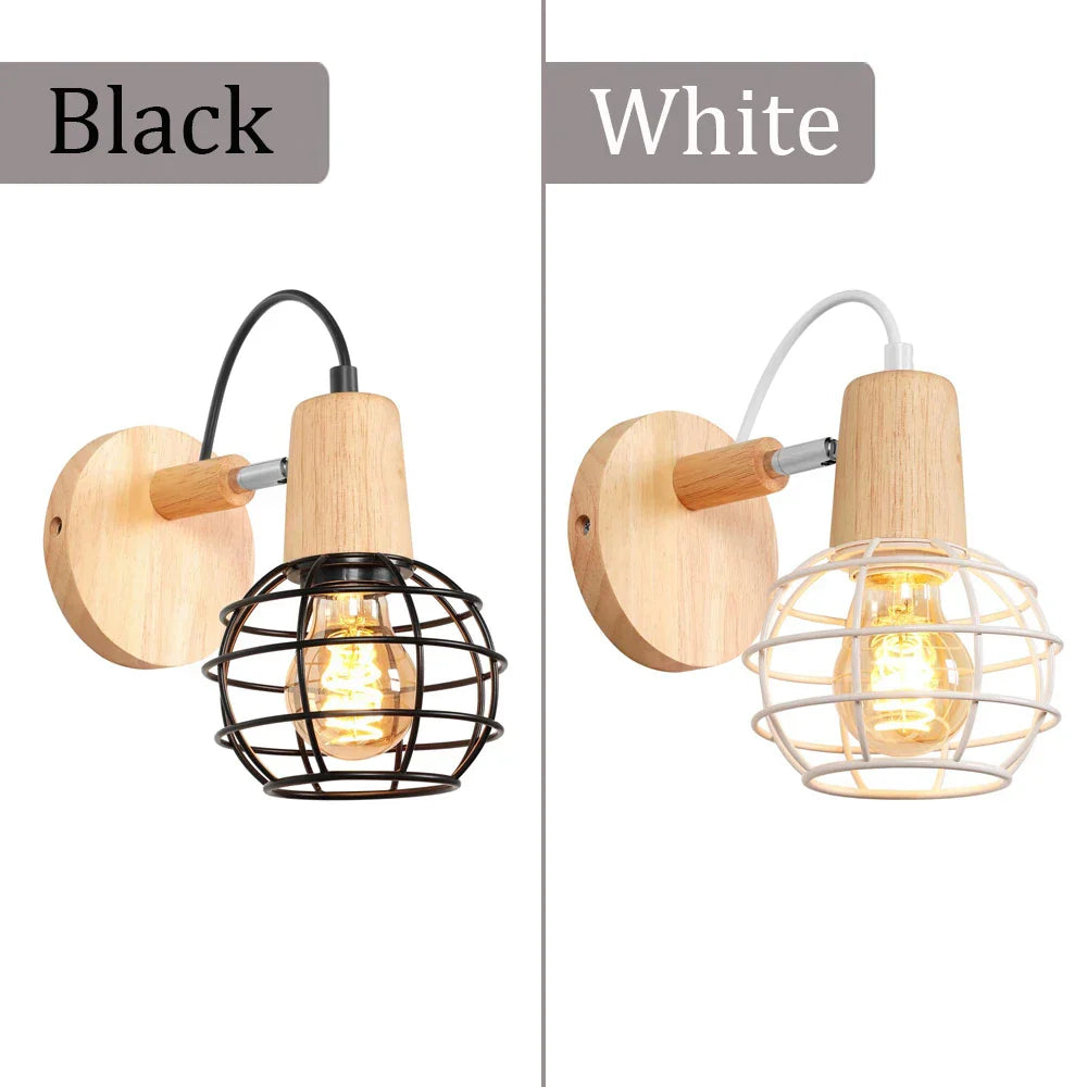 Retro Wood Wall Sconce Vintage Ceiling Pendant Lights for Home Décor
