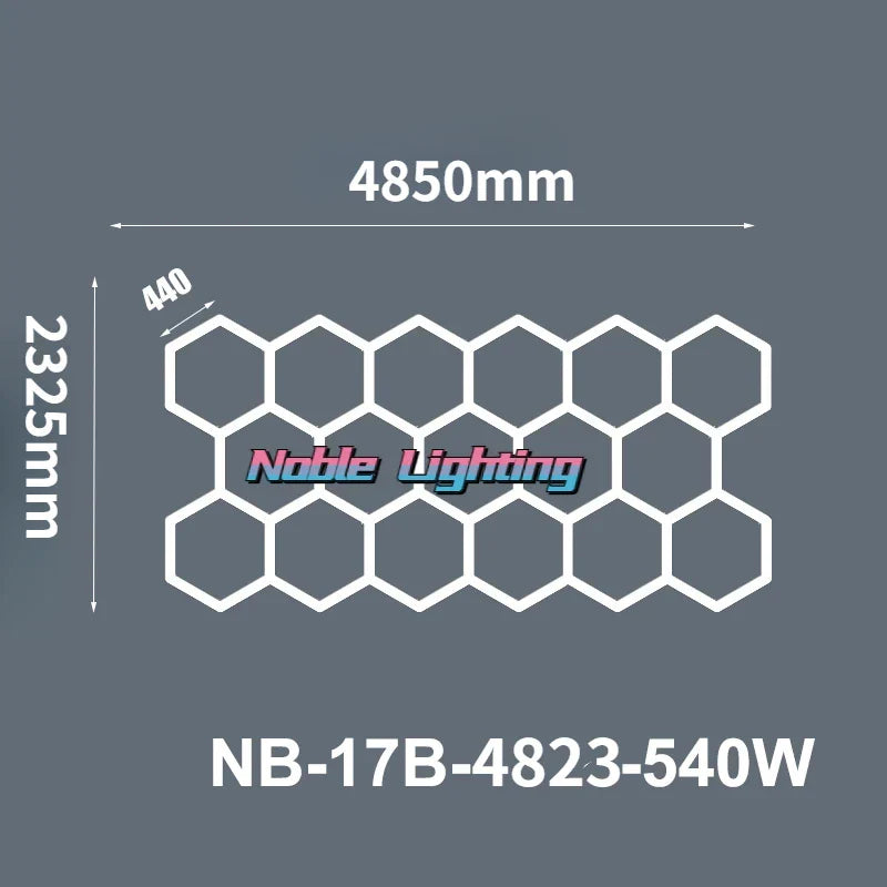 Aluminum Housing Hexagon LED Light Bar Detailing Light 5X12M Honeycomb Ceiling Lamp