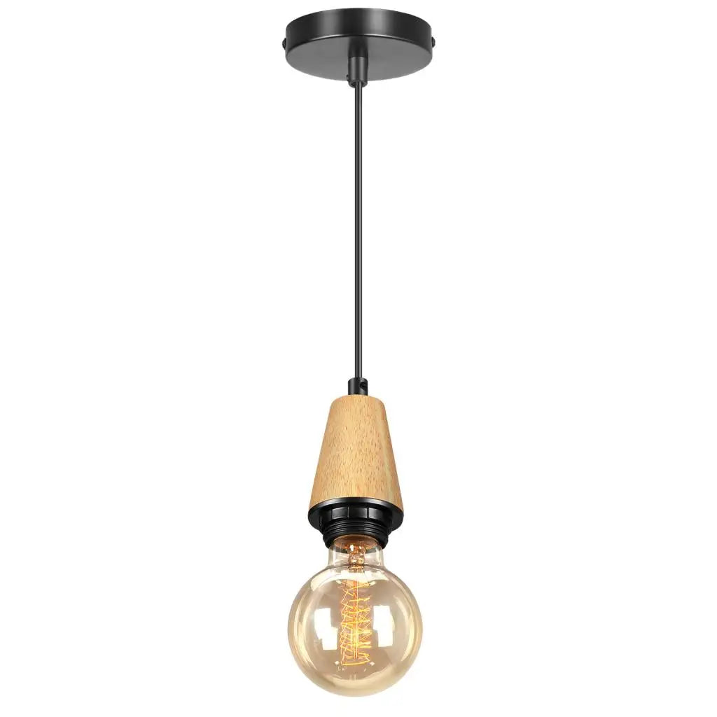 Nordic LED Pendant Light Iron Wooden Minimalist Ceiling Hanging Lamp