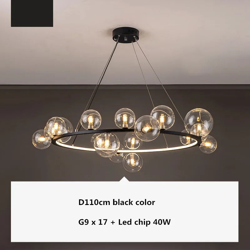 Glass Ball G9 LED Chandelier: Modern Minimalist Nordic Design