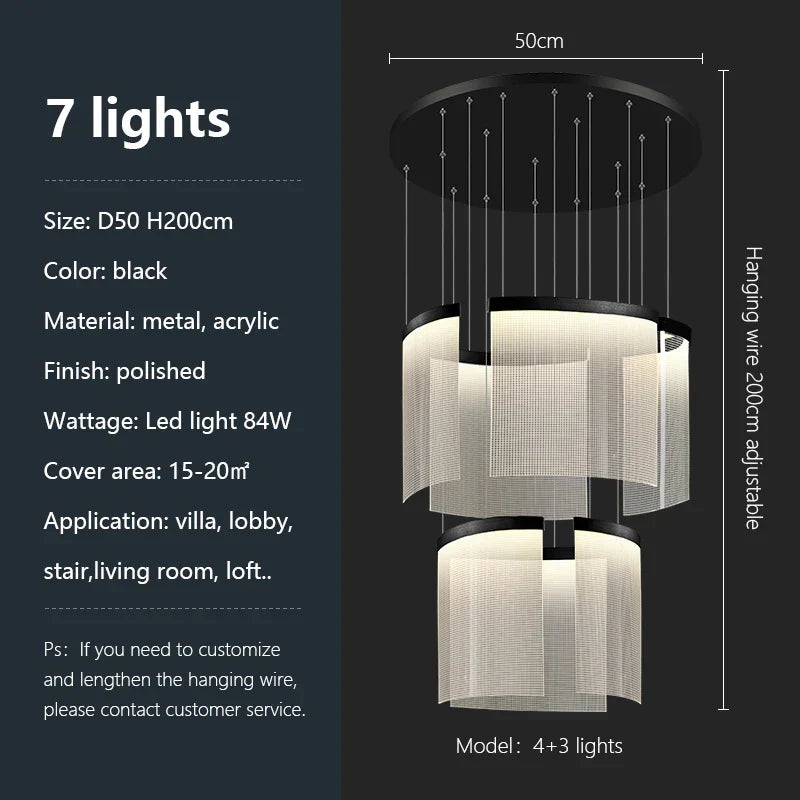 Acrylic LED Chandelier: Modern Light Luxury Dimmable Pendant for Living Room-Elegant Lighting Fixtures