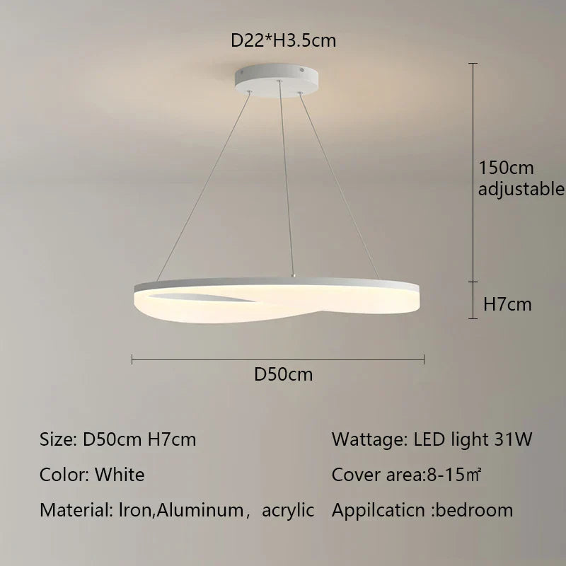 Modern Circle LED Pendant Light Dimmable Chandelier for Living Room Bedroom Décor