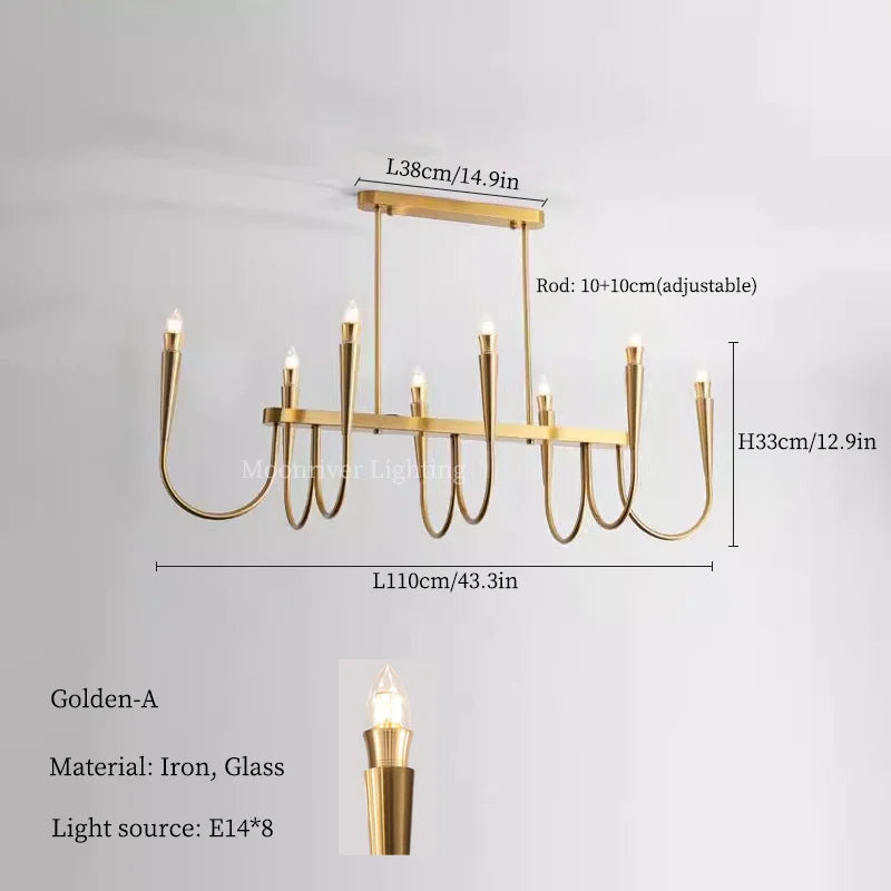 Black Pendant Chandelier: Luxury French Style Candle Hanging Light for Kitchen Island