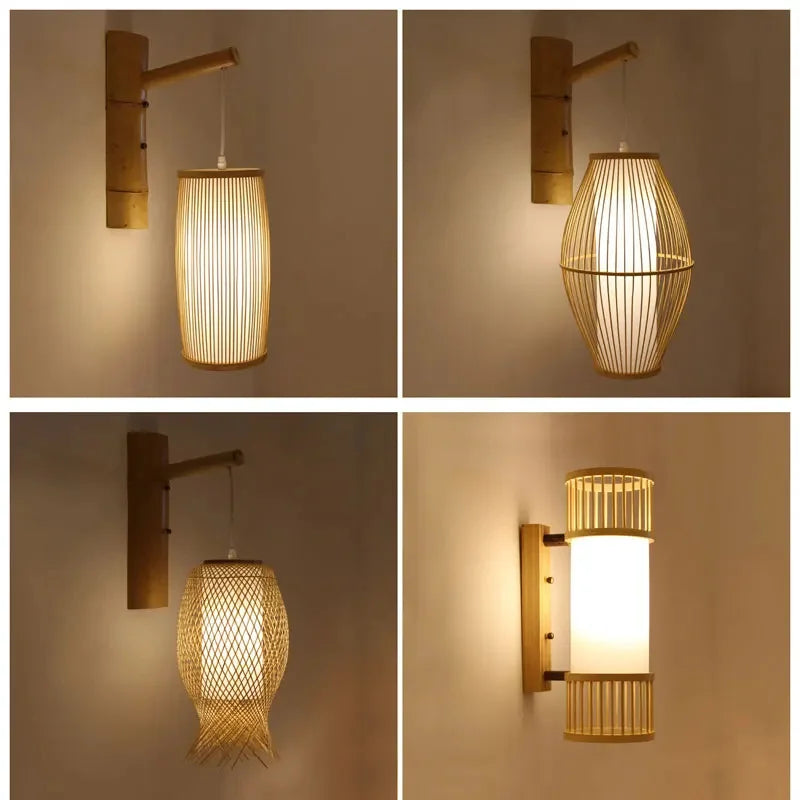 Bamboo Wall Lights: Retro Hand-woven Luminaire for Bedroom, Corridor, Hotel, Restaurant Decor