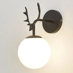 Retro Antlers Glass Ball Wall Lamp for Indoor LED Decor Lighting