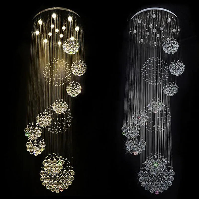 Crystal LED Chandelier for Large Villa Ceiling Lights, Hotel, Kitchen Decor