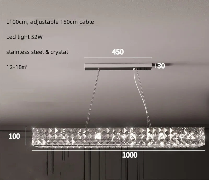 Crystal LED Chandelier: Modern Luxury Chrome Steel & Clear K9 Crystal Lighting