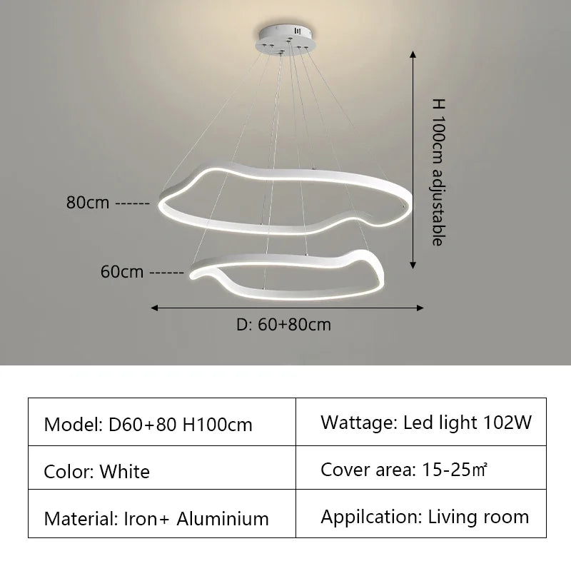 Modern Curve Ring LED Pendant Chandelier for Living Dining Bedroom
