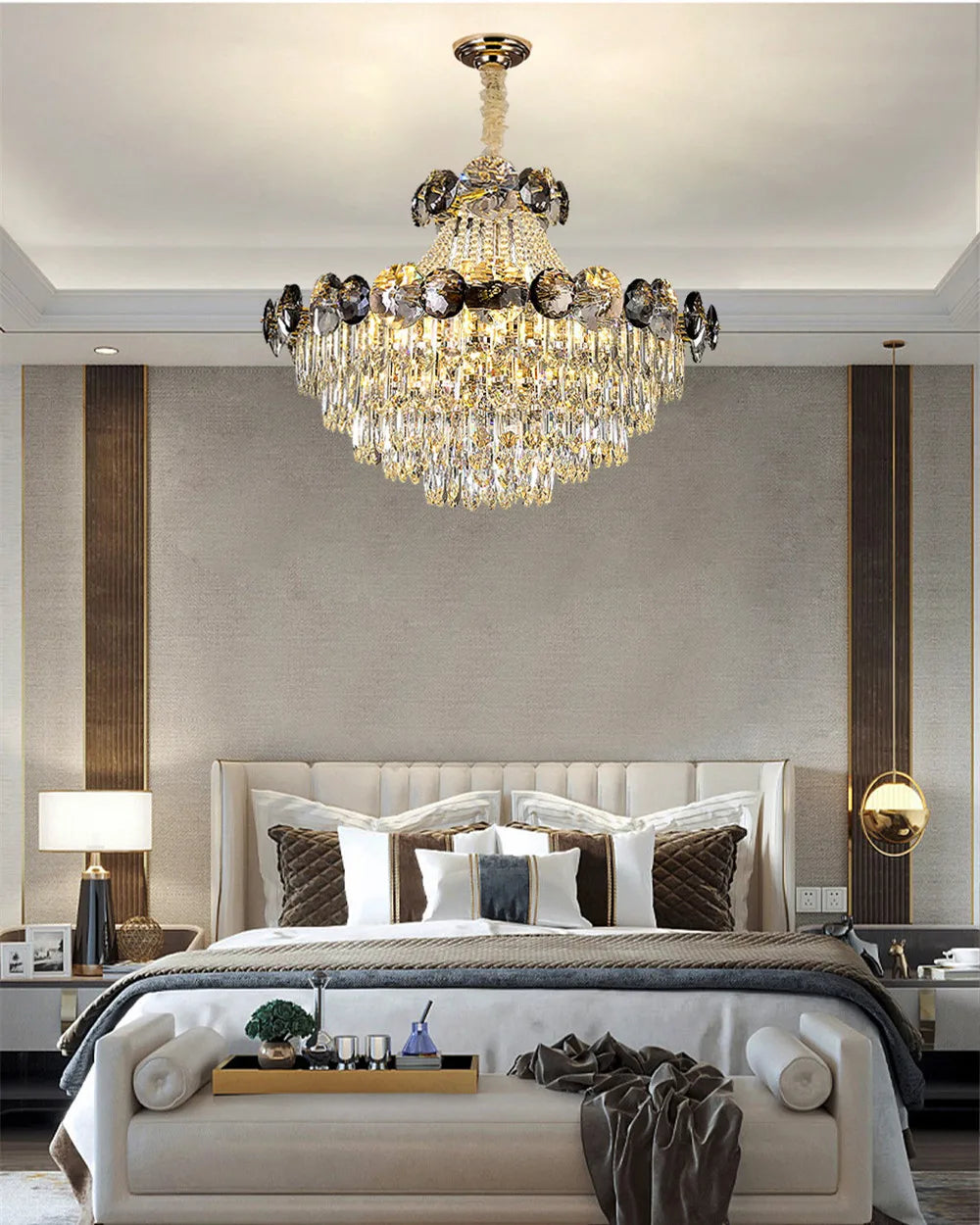 Modern Crystal Chandeliers for Luxury Living Room Staircase Lighting