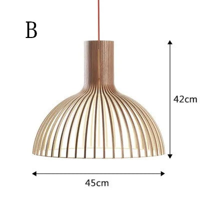Wooden Birdcage Pendant Lamp: E27 Indoor LED Lighting for Dining Room & Bar