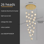 Crystal Ball LED Rotating Stair Chandelier - Nordic Luxury Loft Bubble Design