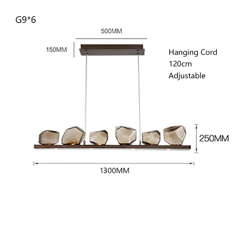 Rock Glass Chandeliers: Modern Indoor Pendant Lamps for Living Room, Bedroom & Restaurant