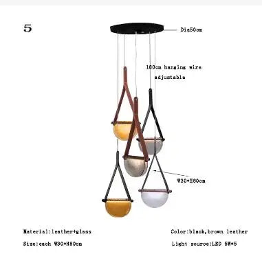 Modern Gray Amber Clear Glass Pendant Lamp for Bedroom Living Room