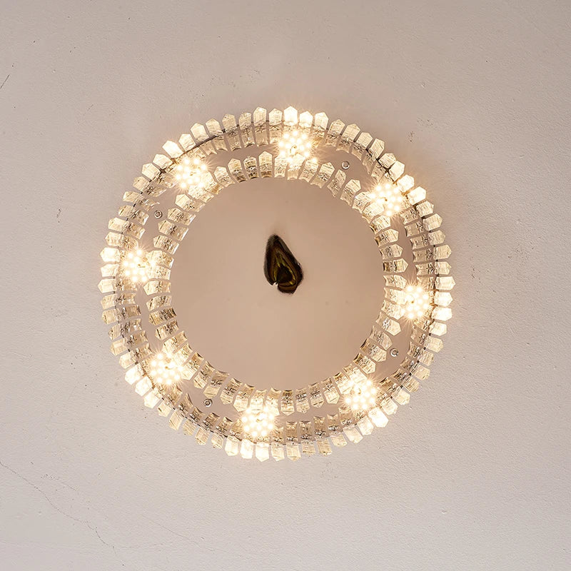 Luxury Crystal Round Black Gold Ceiling Chandelier for Bedroom Living Room Lighting