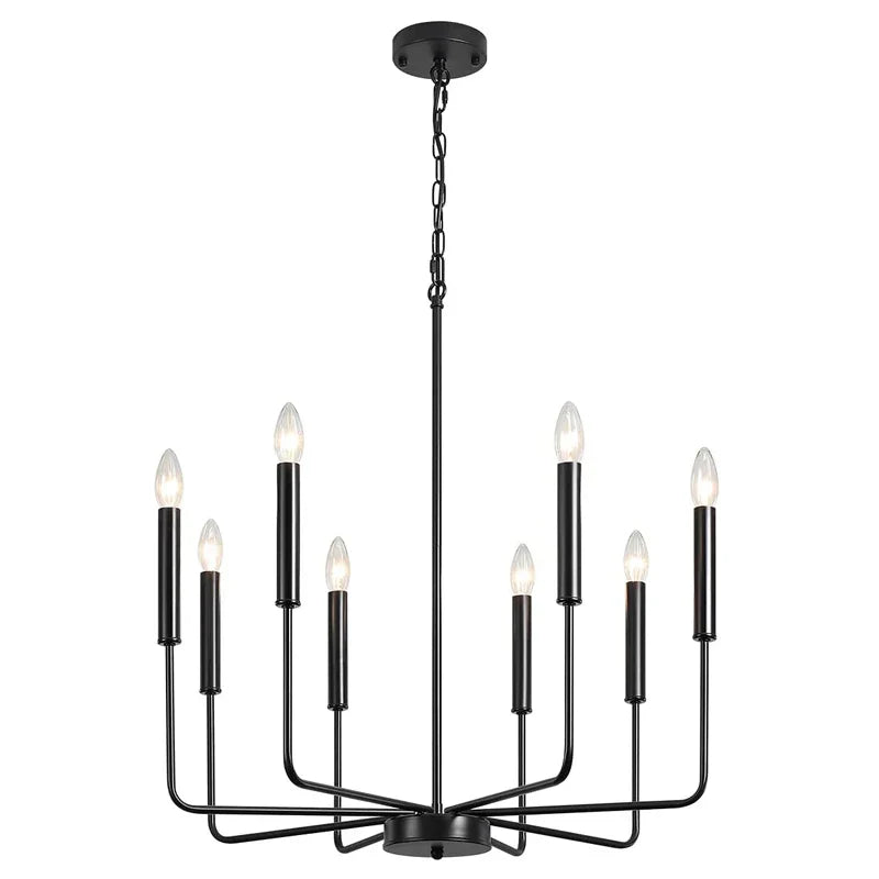 Modern Black Chandelier 6-Light Candle Pendant Light for Dining Room and Kitchen