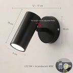 Adjustable Nordic LED Wall Lamp for Bedroom, Modern Minimalist Rotating Light