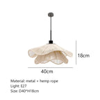 Hemp Rope Chandelier: Nordic Minimalist Wabi Sabi LED Pendant Light for Dining & Bedroom