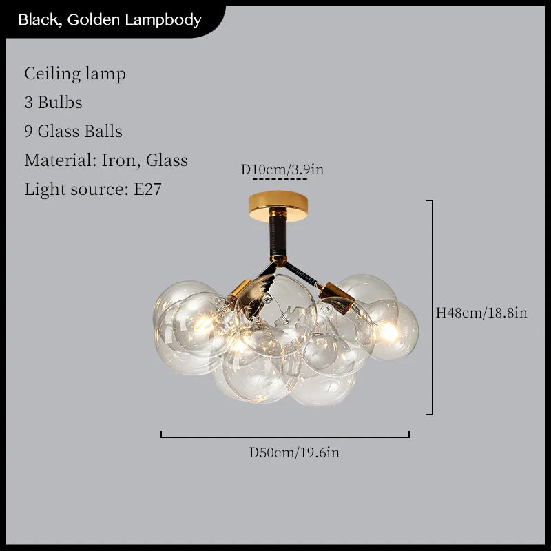 Glass Balls Ceiling Pendant Lights Minimalist Living Room Chandelier Shop Bar Decor